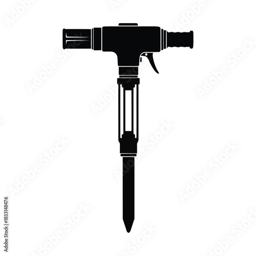Black silhouette of a jackhammer on white background