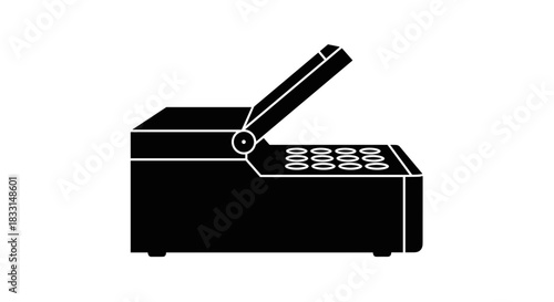 Black and White Thermal Cycler Silhouette Illustration.
