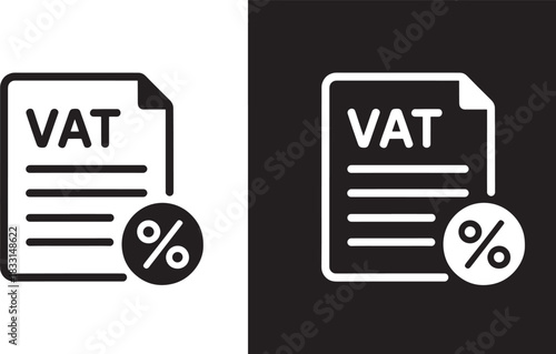VAT document icons with percentage symbol in two color schemes value added tax finance