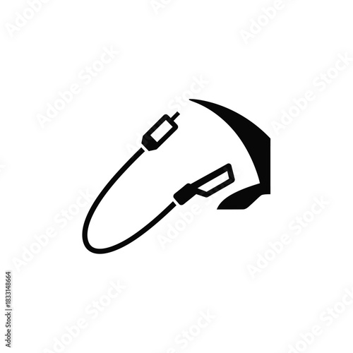 Black silhouette of a jump rope on white background