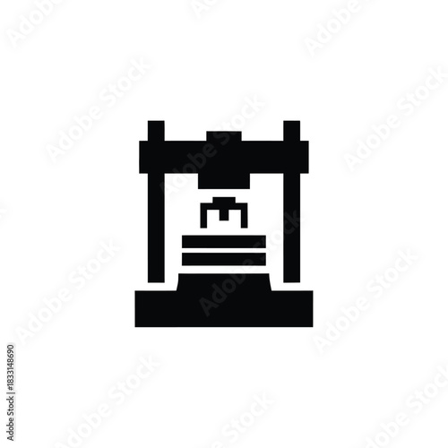 Black silhouette of a hydraulic press machine industrial
