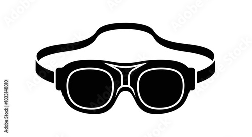 Black and White Illustration of Protective Goggles.