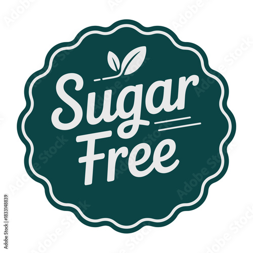 A round badge with "Sugar Free" text and two small leaves.