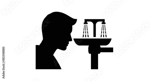 Emergency Eye Wash Station Silhouette for Workplace Safety.