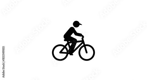 Cyclist Silhouette Simple Icon of a Person Riding a Bike.