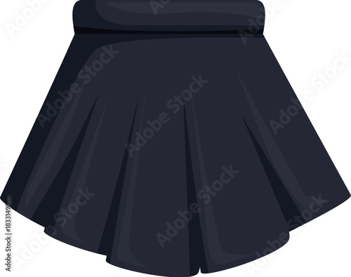 Flared black mini skirt isolated on white background, clothing and fashion concept