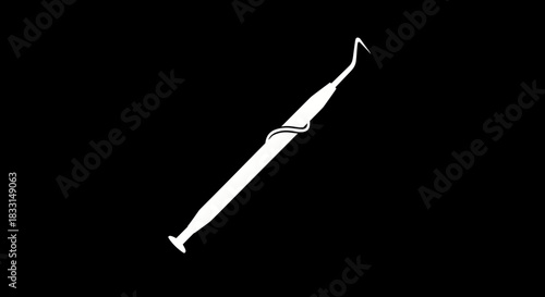 Dental Explorer Tool on Black Background Precision and Detail.