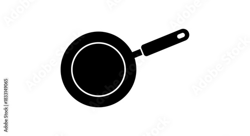 Black and White Frying Pan Illustration for Cooking.