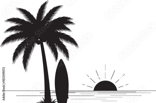 silhouette of a tropical island