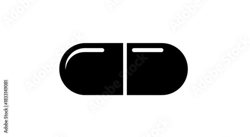 Black Pill Icon Medical Treatment and Healthcare Symbol.