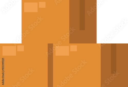 Pixel art illustration of stacked cardboard boxes representing shipping, delivery, and logistics