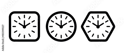 Three clocks with different shapes show the passage of time.