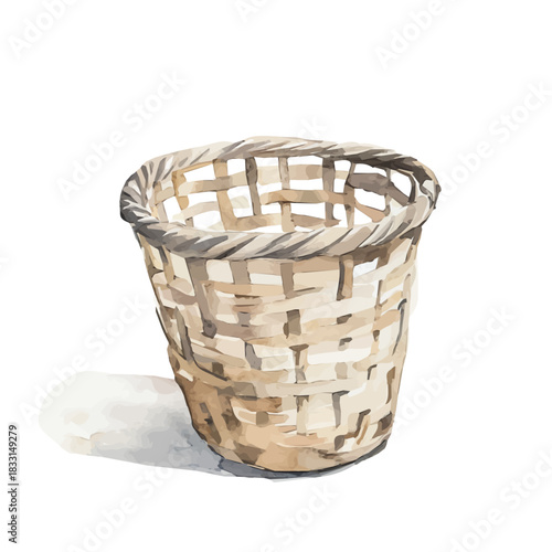 A painting of a laundry basket design set. Hand-painted style, vectorized, vector set available in EPS An Elegant watercolor painting design collection