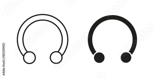 Piercing icon glyph and line set thin line symbol concept.