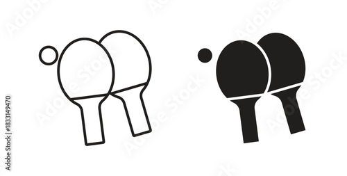 Ping pong icon glyph and line set thin line symbol concept.