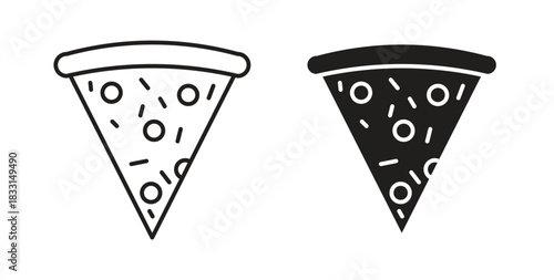 Pizza slice icon glyph and line set thin line symbol concept.