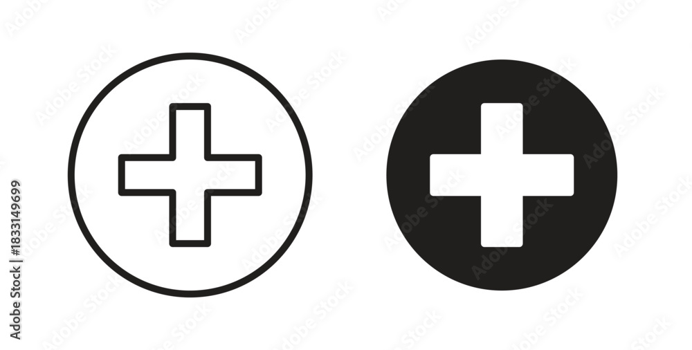 Fototapeta premium Plus icon glyph and line set thin line symbol concept.