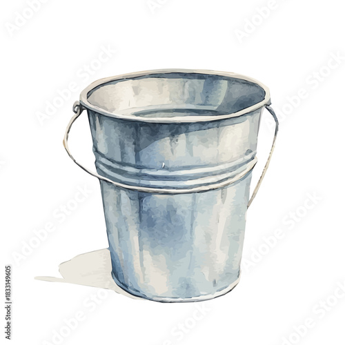 A painting of a metal bucket design set. Hand-painted style, vectorized, vector set available in EPS An Elegant watercolor vector set, eps format, my illustration design, collection
