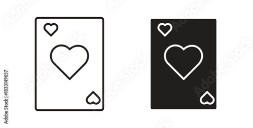 Playing cards icon glyph and line set thin line symbol concept.