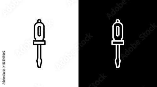 Screwdriver White Icon Set Vector 