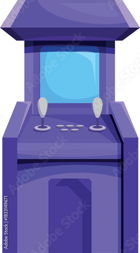 Retro arcade game machine with joysticks and buttons, inviting players to engage in exciting gameplay