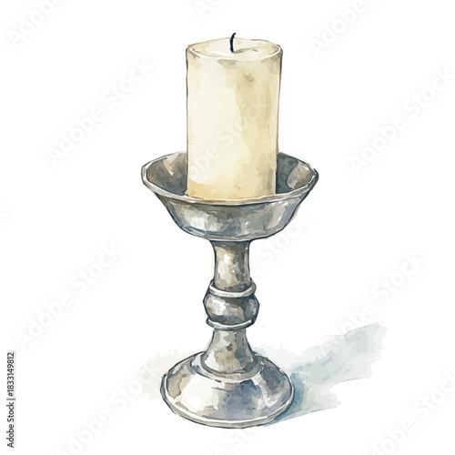 A painting of a metal candle holder design set. Hand-painted style, vectorized, vector set available in EPS An Elegant watercolor vector set, eps format, my illustration design, collection