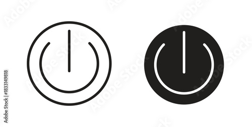 Power icon glyph and line set thin line symbol concept.