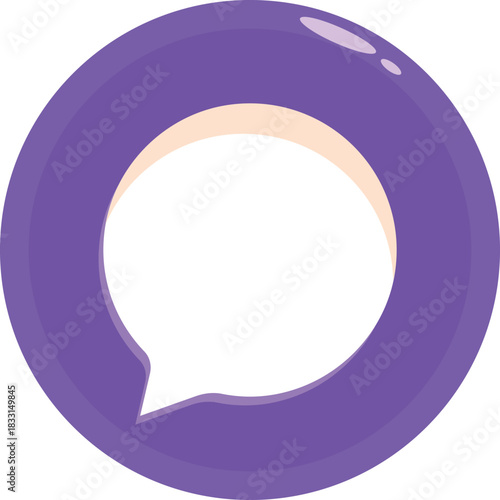 Glossy purple speech bubble symbolizing online chatting, social media interaction, and modern communication