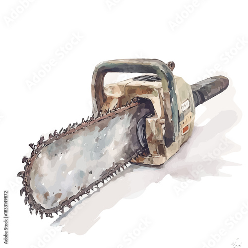 A painting of a metal chainsaw design set. Hand-painted style, vectorized, vector set available in EPS An Elegant watercolor vector set, eps format, my illustration design, collection