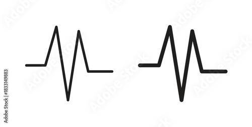 Pulse icon glyph and line set thin line symbol concept.