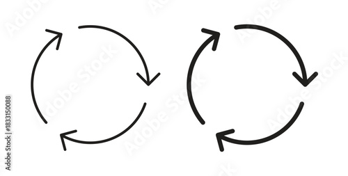 Recycle icon glyph and line set thin line symbol concept.