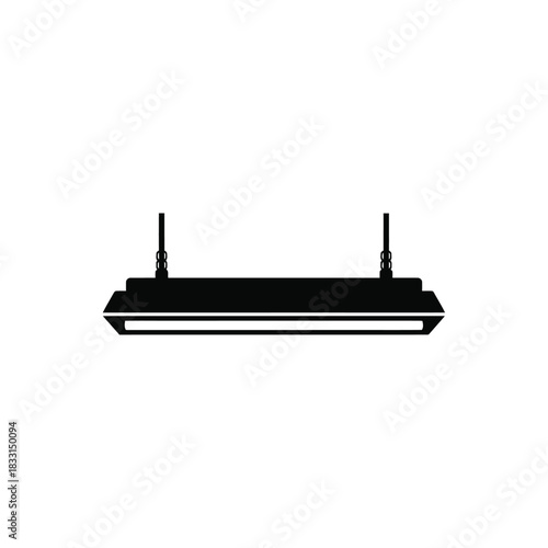Black silhouette of a linear ceiling light fixture