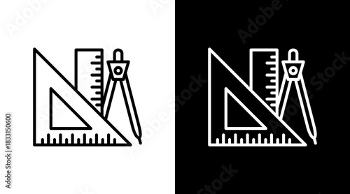 Ruler White Icon Set Vector 