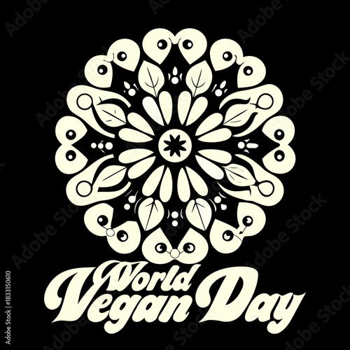 World Vegan Day cream mandala graphic vegetarian plant based