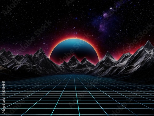 Futuristic landscape featur...