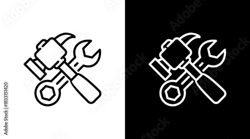 Work Tools White Icon Set Vector 
