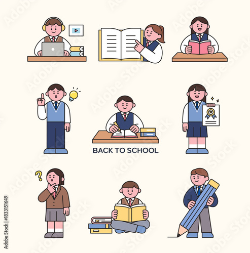 A student studying in a school uniform