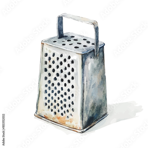 Hand-painted style, vectorized, vector metal kitchen grater set available in EPS An Elegant watercolor painting design collection, A painting of design set. EPS format