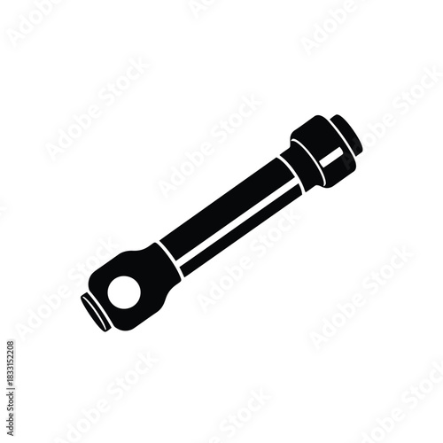 Black silhouette of a mechanical rod with connectors
