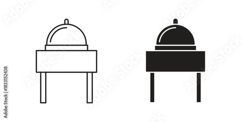 Room service icon glyph and line set thin line symbol concept.