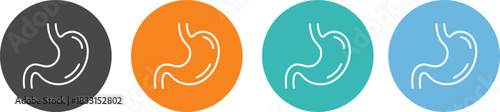 Stomach icons, digestive organ vector, medical anatomy symbol, health care illustration, gastrointestinal graphic, colored circular design, internal body element