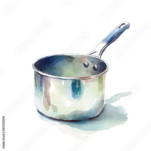 Elegant metal saucepan painting design collection, Hand-painted watercolor style, vectorized, vector set available in EPS, Simple design, EPS format set	