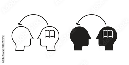 Share thoughts icon glyph and line set thin line symbol concept.