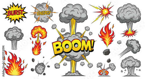 Cartoon Explosions and Fire Elements A Set of Animated Visual Effects