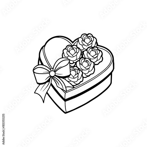 Heart shaped gift box with roses and bow a symbol of love and affection perfect for celebrations and romantic gestures isolated on white background isolated on transparent background