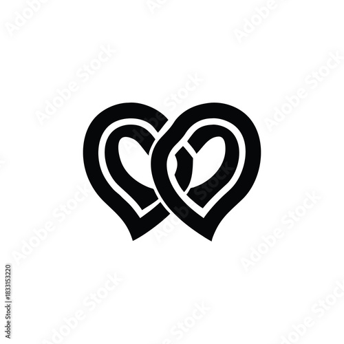 Heart heart symbol intertwined abstract graphic design element representing connection and unity isolated on white background isolated on transparent background