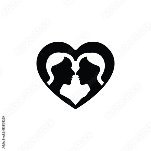 Couple s silhouette forming a heart shape representing love and connection isolated on white background isolated on transparent background