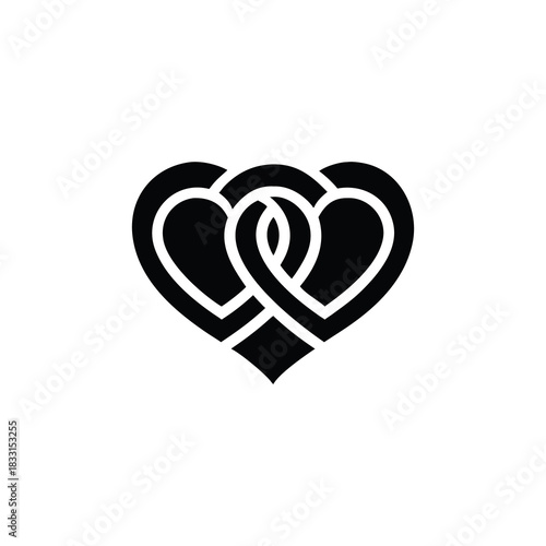 Heart symbol with interwoven design symbolizing love and connection isolated on white background isolated on transparent background