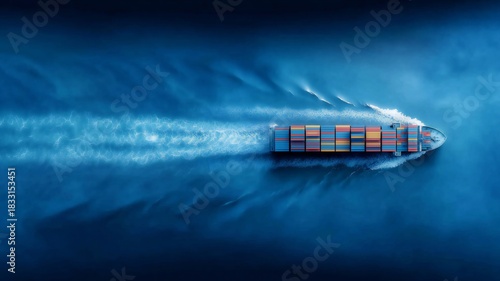 Top view of Container ship 