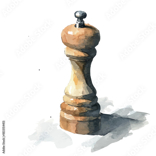 Elegant pepper_grinder painting design collection, Hand-painted watercolor style, vectorized, vector set available in EPS, Simple design 